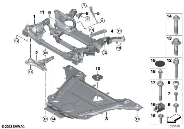 Placa de protección térmica derecha para BMW Serie 5 G60, Serie 7 G70 (OEM 31148832864). Original BMW.