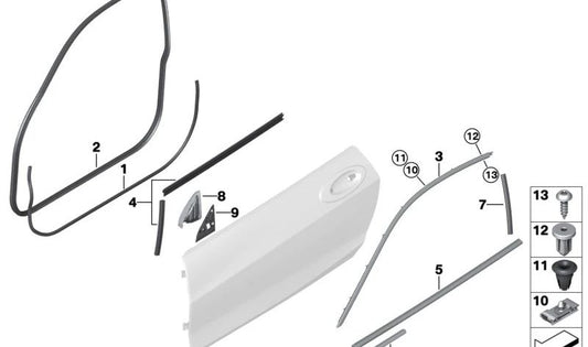 Front Right Door Upper Window Frame Trim for BMW 4 Series G22 (OEM 51337482746). Original BMW