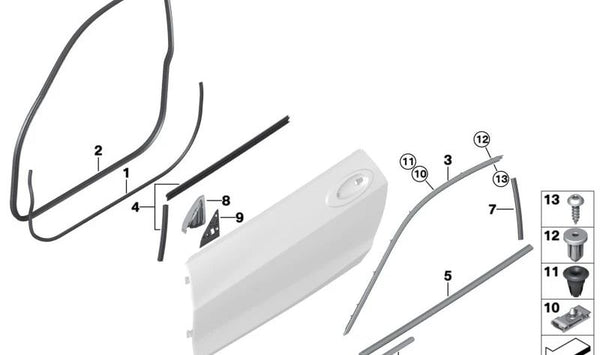 Moldura del marco de la ventana superior puerta delantera derecha para BMW Serie 4 G22 (OEM 51337482746). Original BMW