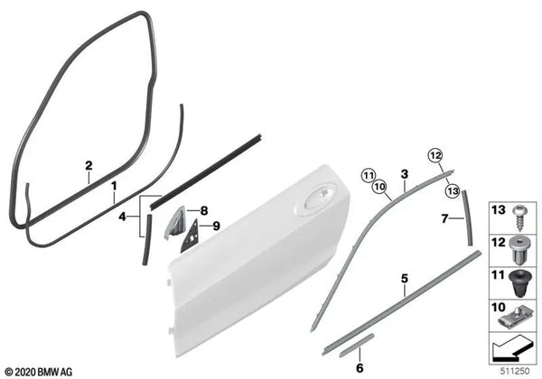 Protección de borde puerta delantera para BMW G22, G82 (OEM 51767482710). Original BMW