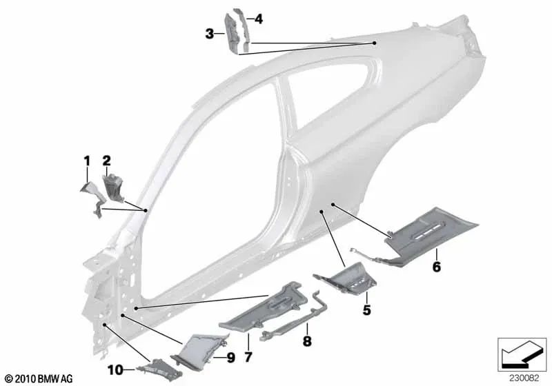 Outer C-pillar part for BMW F13, F13N (OEM 41217230245). Original BMW