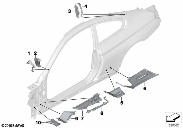 Pieza de la columna C exterior para BMW F13, F13N (OEM 41217230245). Original BMW