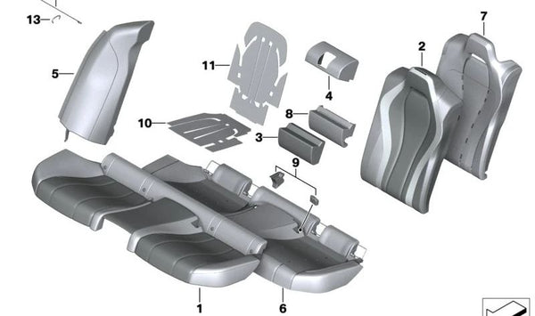 Funda de respaldo de cuero izquierda OEM 52208079271 para BMW F93. Original BMW.