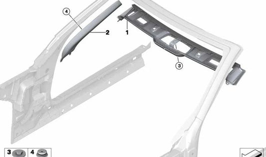 Embellecedor de cobertura superior para BMW F33, F83 (OEM 51447328736). Original BMW