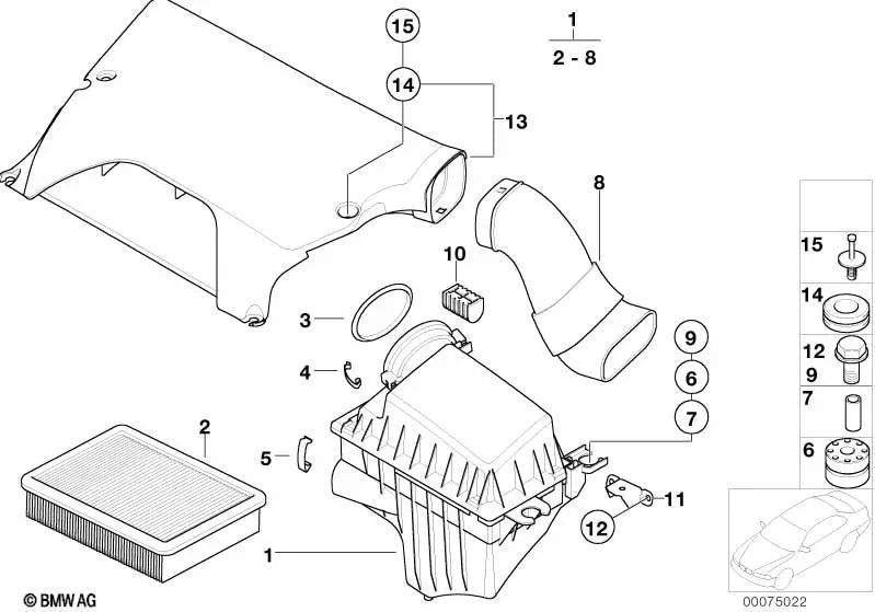 Tubo de admisión para BMW E53 (OEM 13711437100). Original BMW.