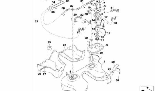 OEM Fuel Connector 16112224097 for BMW (E36, E38, E39, E46, E53, E60, E61, E63, E64, E65, E66, E67, E83, E85, E86). Genuine BMW.