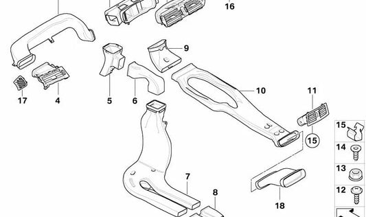 Rejilla de aire fresco derecha para BMW E63, E64 (OEM 64226954594). Original BMW