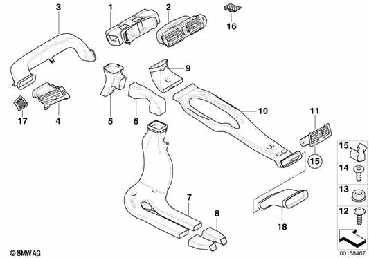 Rejilla de ventilación izquierda para BMW E63, E64 (OEM 64227961829). Original BMW