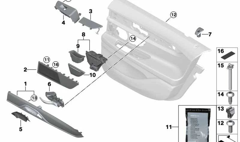 Embellecedor puerta trasera izquierda Fineline Original BMW OEM 51427425017 para BMW G11, G12.