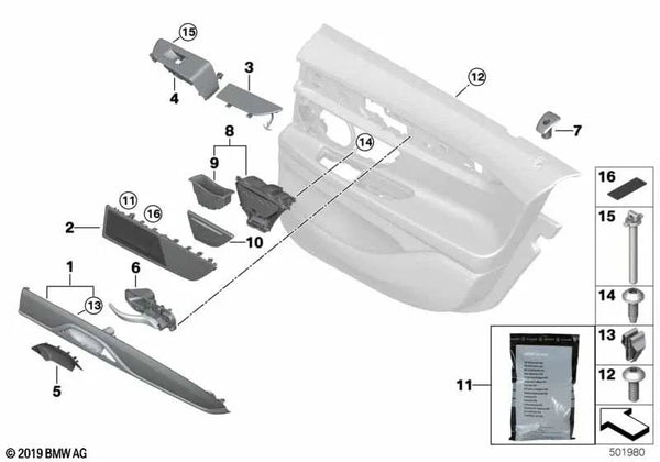 Cubierta del Botón de Bloqueo Trasero para BMW G11, G11N (OEM 51427398967). Original BMW.