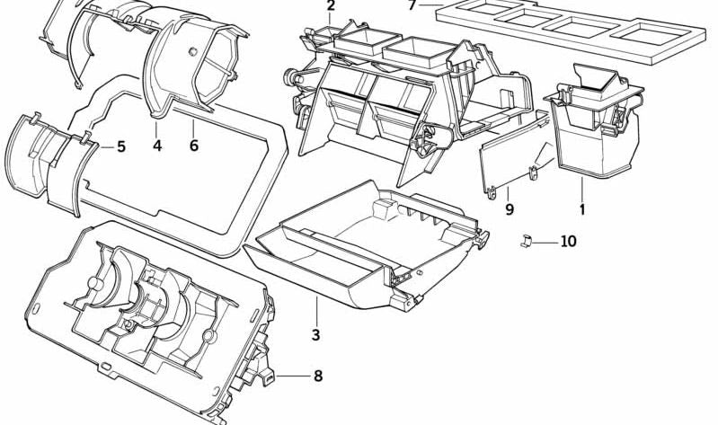 Tapa del ventilador calefacción OEM 64111388181 para BMW E32, E34. Original BMW.