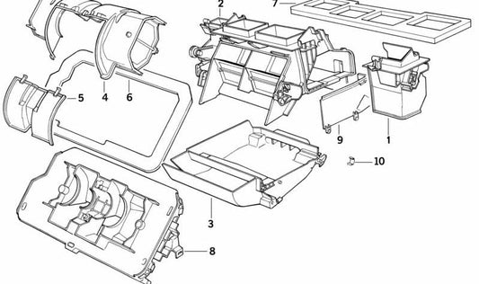 Tapa del ventilador calefacción OEM 64111388181 para BMW E32, E34. Original BMW.