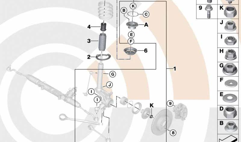 Soporte de resorte inferior para BMW X3 E83, E83N (OEM 31303411795). Original BMW