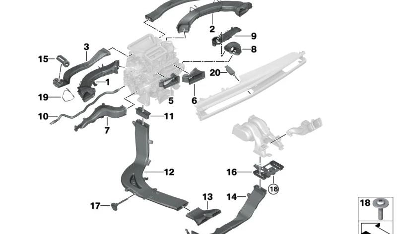 Schiebestück für BMW 5er G60, G61, G68 (OEM 64115A4E7D0). Original BMW