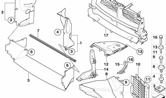 Guida dell'aria inferiore OEM 51743416930 per BMW E83. BMW originale.