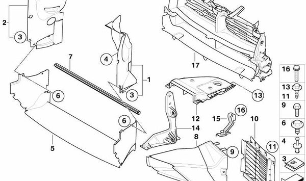 Conducto de aire inferior OEM 51743416420 para BMW X3 (E83). Original BMW