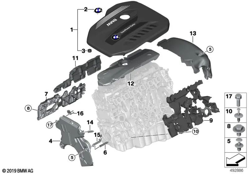 Aislamiento térmico para BMW Serie 3 G20, G21, Serie 5 G30, G31, Serie 6 G32, Serie 7 G11, G12, X3 G01, X4 G02, X5 G05, X6 G06, X7 G07 (OEM 11148490409). Original BMW.