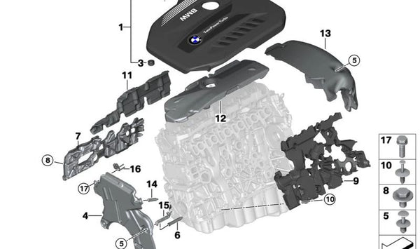 Cubierta del Motor para BMW X3 G01, G01N, X4 G02 (OEM 11148592305). Original BMW