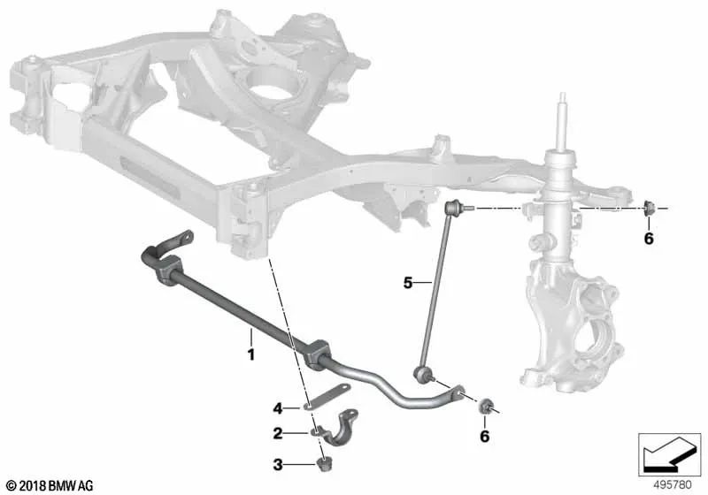 Estabilizador con Soporte de Goma Delantero para BMW Z4 G29 (OEM 31305A56447). Original BMW.