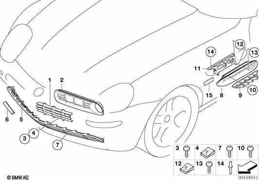 Front bumper grille for BMW E52 (OEM 51117027588). Original BMW.