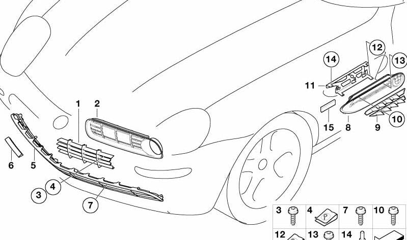 Embellecedor lateral delantero izquierdo para BMW E52 (OEM 51138231939). Original BMW