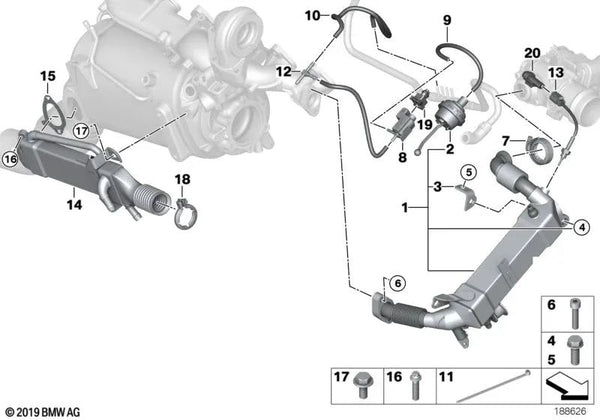 Soporte para BMW E90N, E91N, E92N, E83, E70, E70N (OEM 11717823052). Original BMW