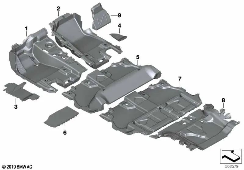 Inserto trasero izquierdo para BMW F95, G05, F95N, G05N (OEM 51477434315). Original BMW