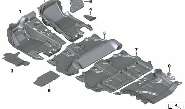 Cubierta inferior delantera derecha OEM 51479483128 para BMW G05 (X5), F95 (X5 M). Original BMW