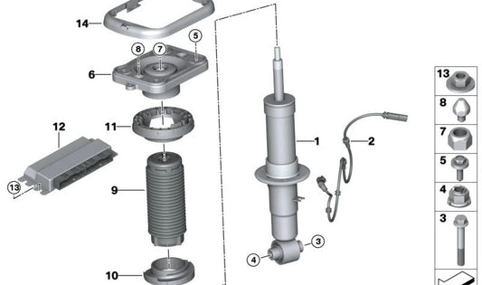 Pasador trasero (pin) de suspensión OEM 33506885872 para BMW G05, G18, F95, G06, F96. Original BMW.