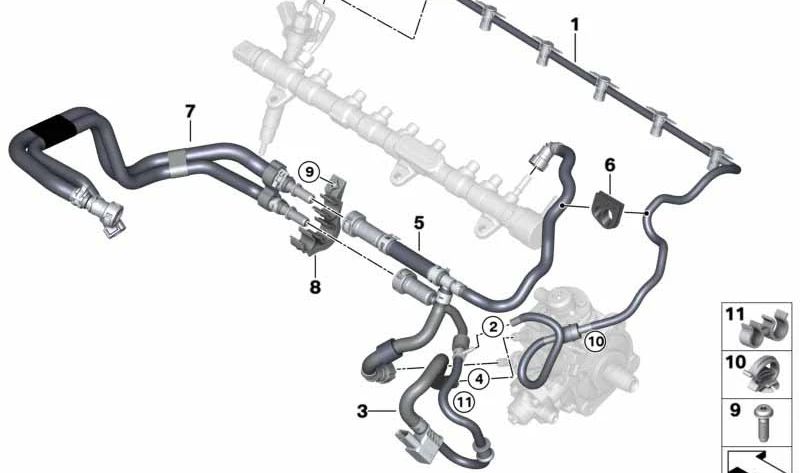 Conducto de Retorno de Combustible para BMW Serie 5 G30 (OEM 13538591726). Original BMW