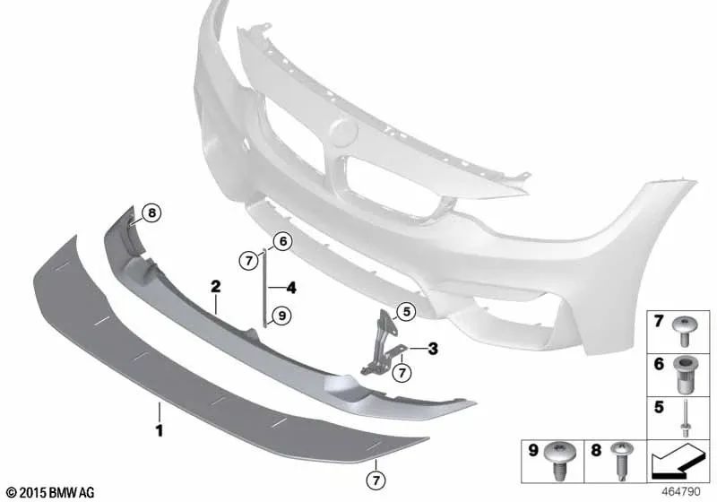 Pieza intermedia para Frontsplitter para BMW Serie 4 F82 (OEM 51118065281). Original BMW