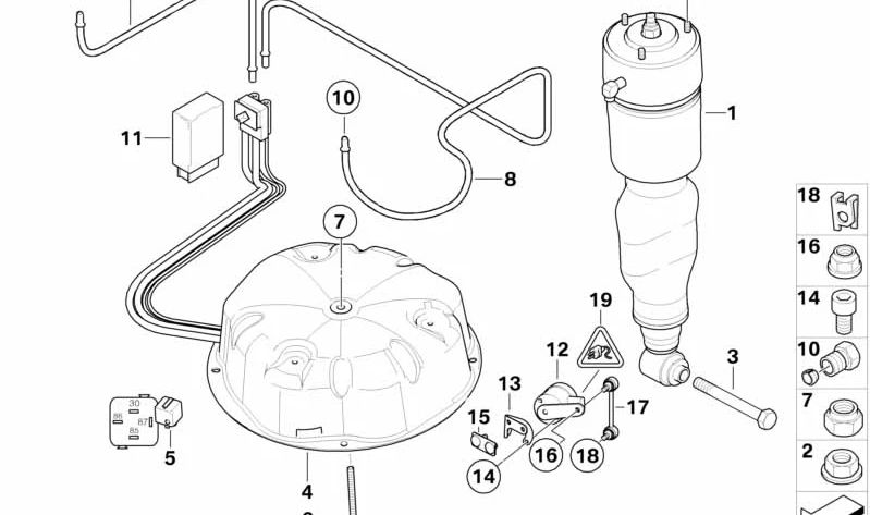 Sensor de Nivel para BMW Serie 5 E39, Serie 7 E38 (OEM 37141182641). Original BMW