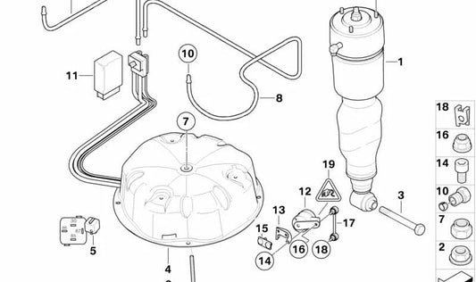 Sensor de Nivel para BMW Serie 5 E39, Serie 7 E38 (OEM 37141182641). Original BMW