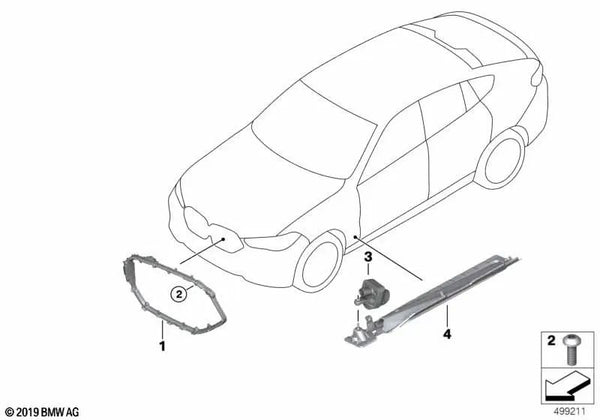 Rejilla iluminada izquierda para BMW G06, G06N (OEM 63145A892D7). Original BMW.