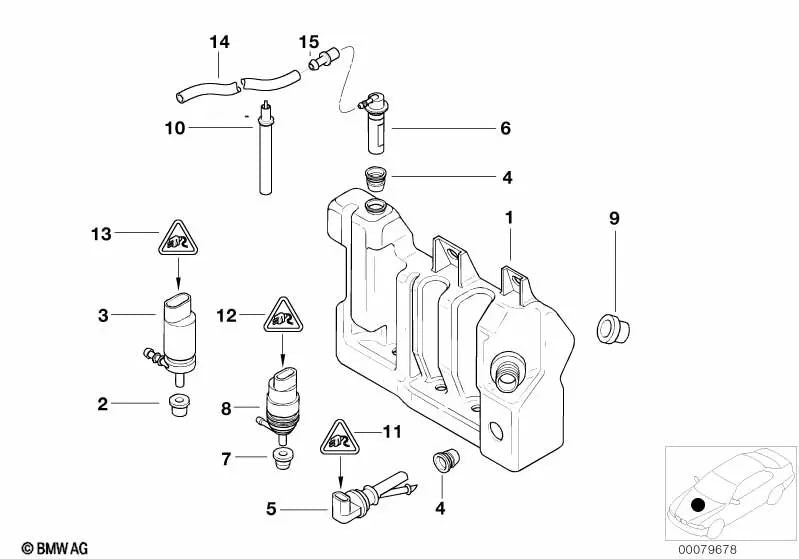 Válvula para el sistema de lavado de parabrisas para BMW E36, E46, E39, E38 (OEM 61668361370). Original BMW.