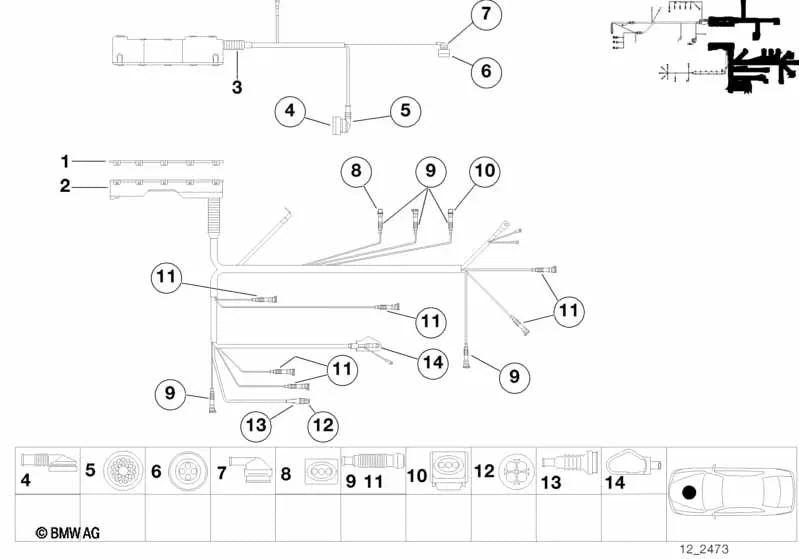 Engine Wiring Harness Connector Housing for BMW E34, E32 (OEM 61131387108). Original BMW.