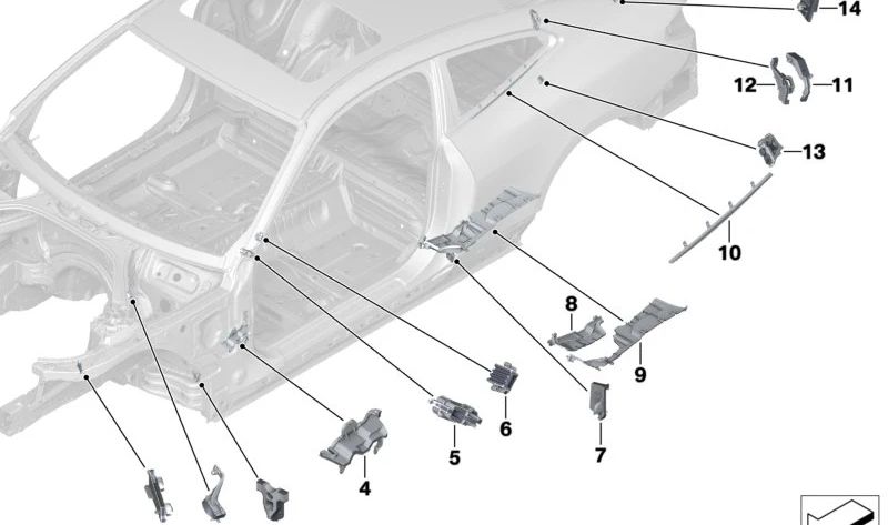 Pieza de la columna A exterior para BMW G22, G82 (OEM 41007472351). Original BMW