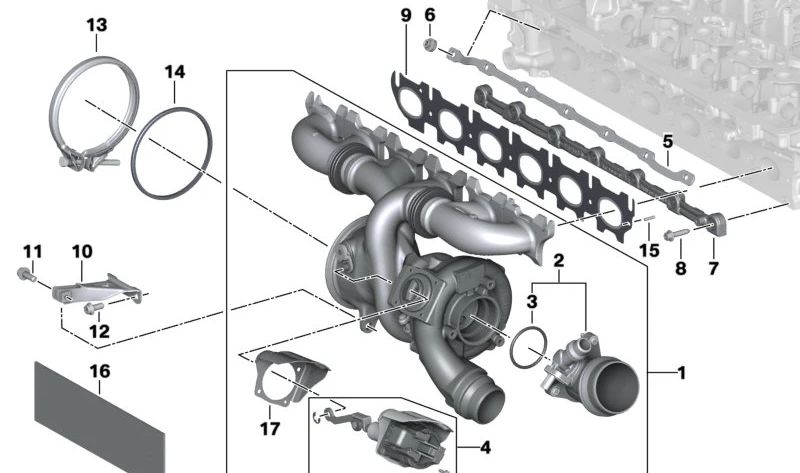 Válvula de control Wastegate (actuador turbo) OEM 11657934389 para BMW G42, G20, G21, G22, G23, G26, G30, G31, G32, G11, G12, G14, G15, G16, G01, G02, G05, G18, G06, G07, G29. Original BMW.