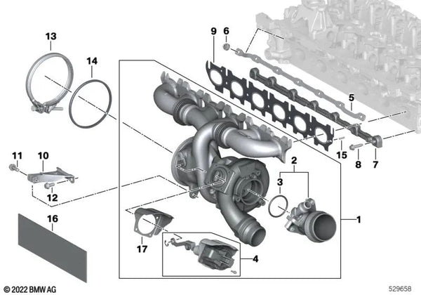 Placa de protección térmica para válvula Wastegate para BMW Serie 2 G42, Serie 3 G20, G20N, G21, G21N, Serie 4 G22, G23, G26, X3 G01, G01N, X4 G02, G02N, Z4 G29 (OEM 11659884346). Original BMW