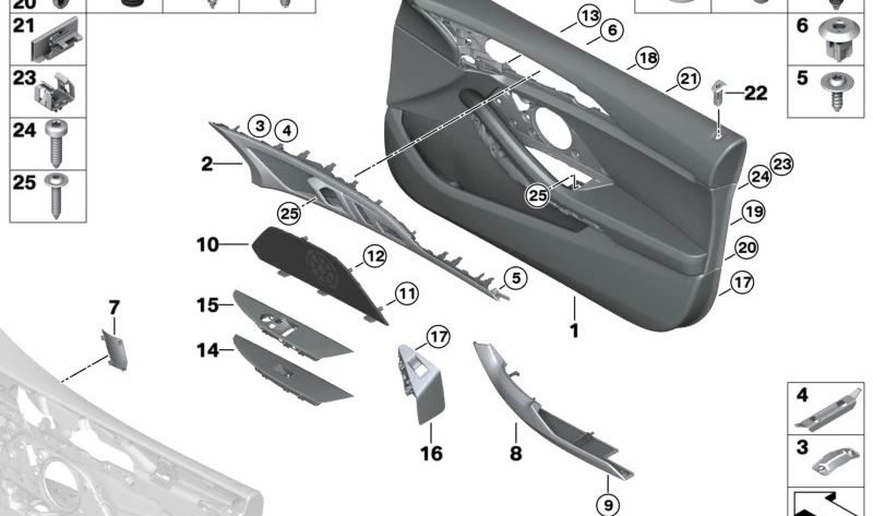 Revestimiento de puerta delantero izquierdo para BMW F93 (OEM 51428469871). Original BMW