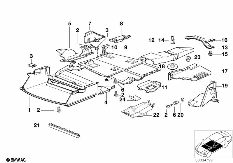 Exhaust System Guard for BMW 3 Series E36 (OEM 51711977084). Original BMW.