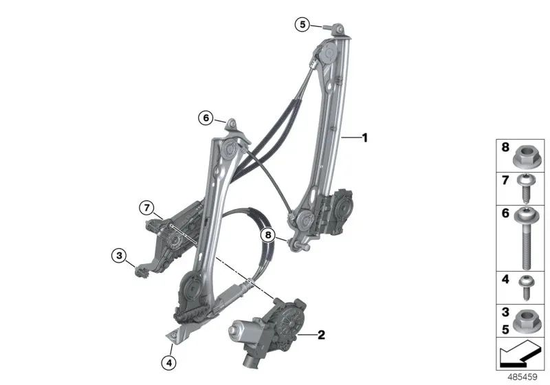 Elevalunas sin motor delantero izquierdo para BMW I15 (OEM 51337487911). Original BMW