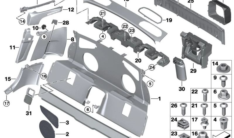 Front bulkhead trim OEM 51477470194 for BMW G29 Z4. Original BMW