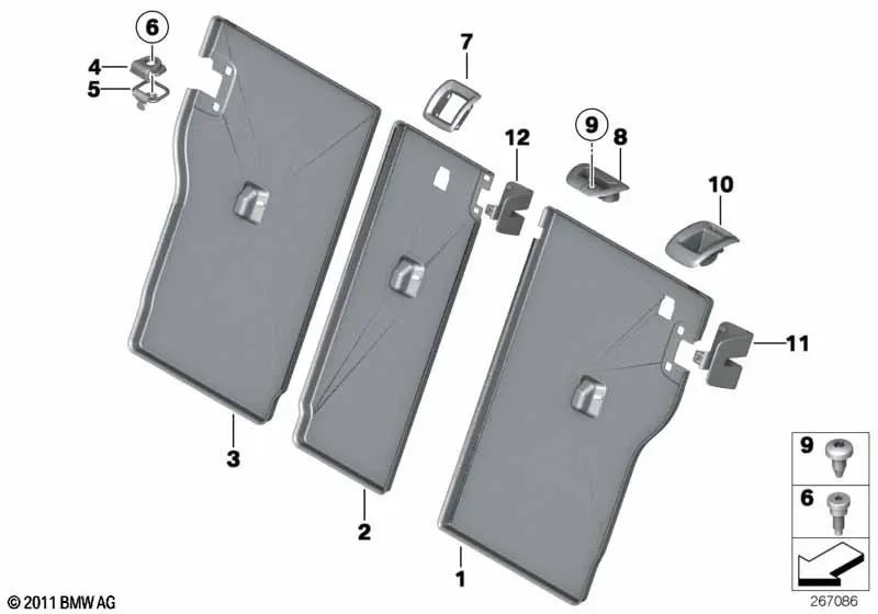 Revestimiento Respaldo Izquierdo para BMW Serie 1 F20, F21 (OEM 52207324743). Original BMW.