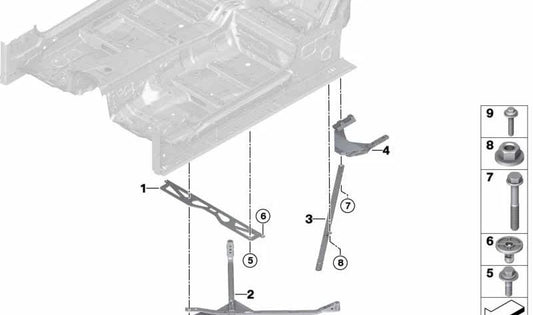 Barra de torsión trasera izquierda OEM 51618079977 para BMW F91, F92, F93. Original BMW.