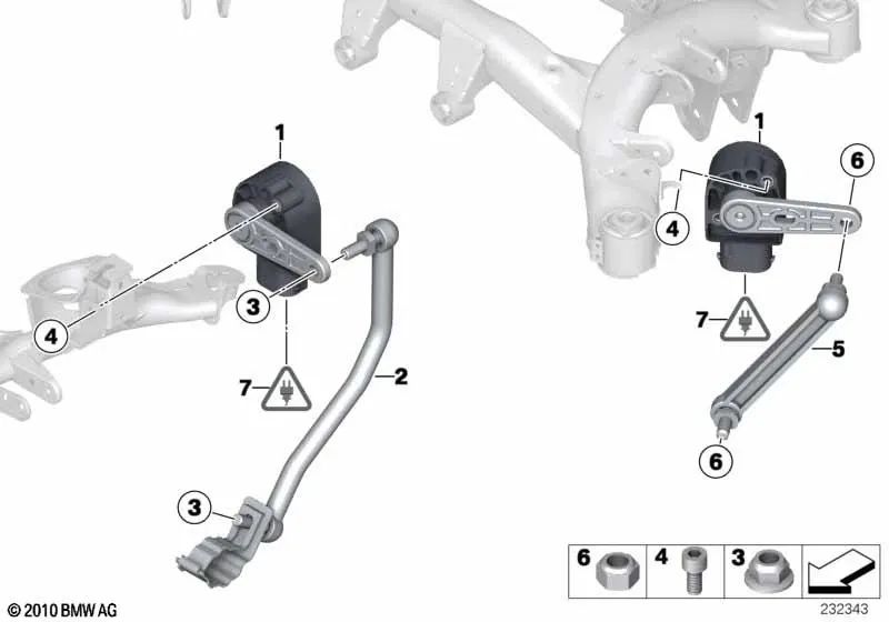 Varilla de regulación izquierda para BMW F25, F26 (OEM 37146792625). Original BMW.