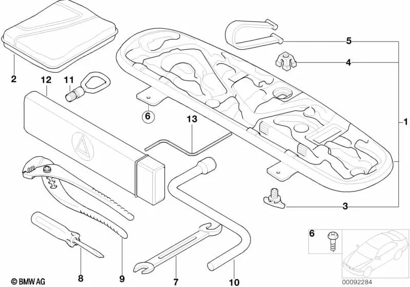 Triángulo de emergencia para BMW E46, E39, E60, E60N, E38, E65, E66 (OEM 71601095535). Original BMW