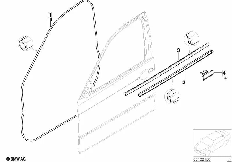 Cubierta del canal interno izquierda para BMW Serie 3 E46 (OEM 51338194701). Original BMW