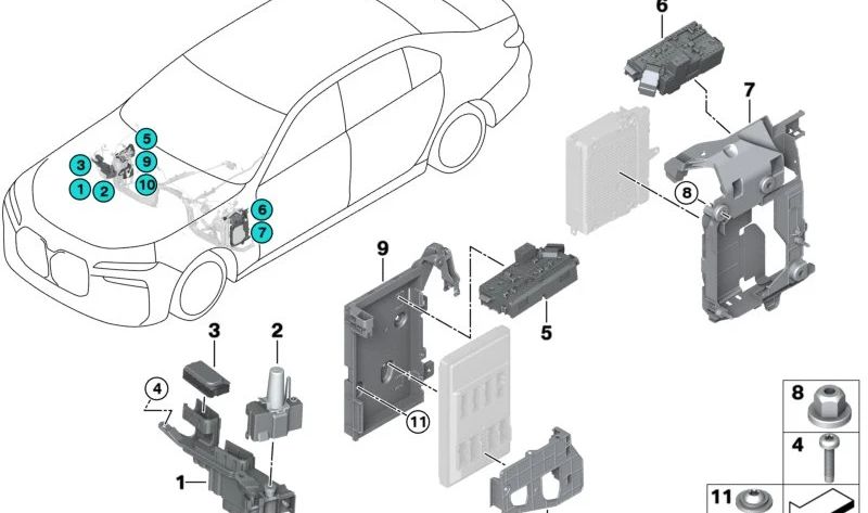 B+ power distributor plug for BMW G60, G70 (OEM 61145A09A51). Original BMW