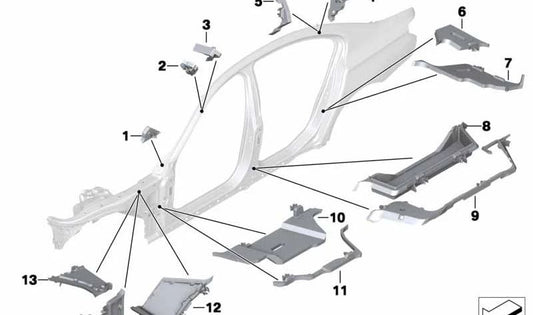 Äußeres Einlassformteil für BMW F01, F01N, F02, F02N, F04 (OEM 41217179499). Original BMW